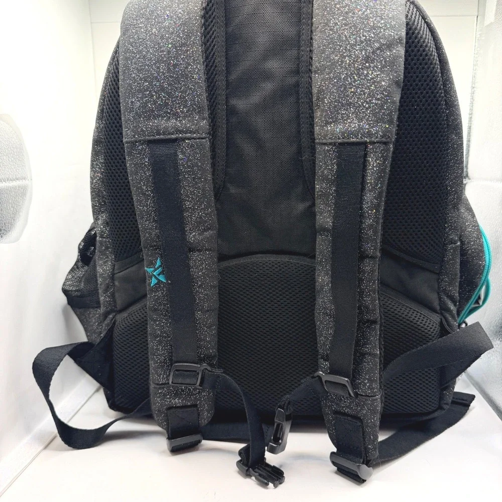 Rebel Athletic Dream Backpack Black Glitter Teal Accents Cheer Athletics